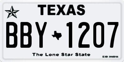 TX license plate BBY1207