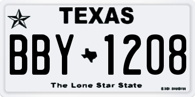TX license plate BBY1208