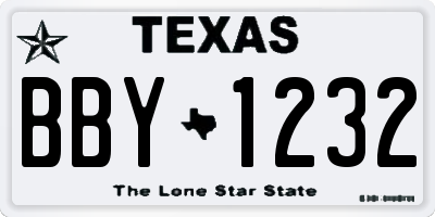 TX license plate BBY1232