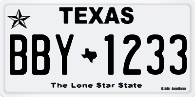 TX license plate BBY1233