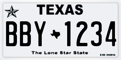 TX license plate BBY1234
