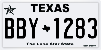 TX license plate BBY1283