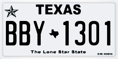 TX license plate BBY1301