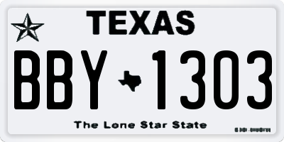 TX license plate BBY1303