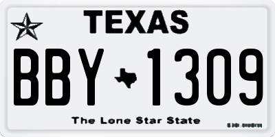 TX license plate BBY1309