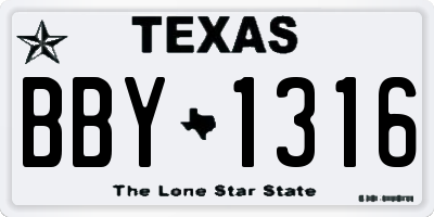 TX license plate BBY1316