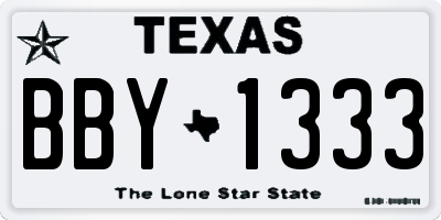 TX license plate BBY1333