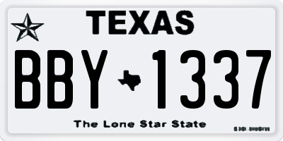 TX license plate BBY1337