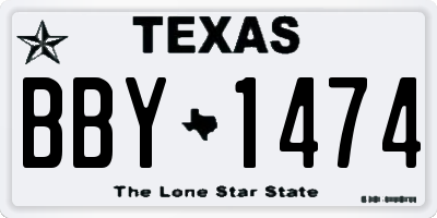 TX license plate BBY1474