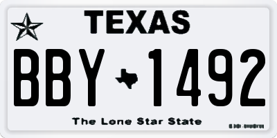 TX license plate BBY1492