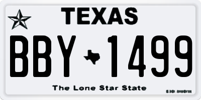 TX license plate BBY1499