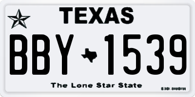 TX license plate BBY1539