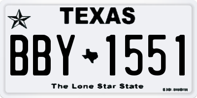 TX license plate BBY1551