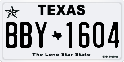 TX license plate BBY1604