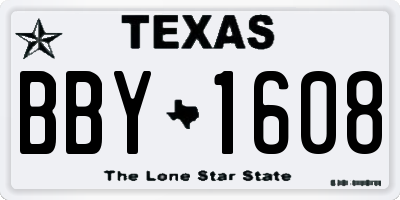 TX license plate BBY1608