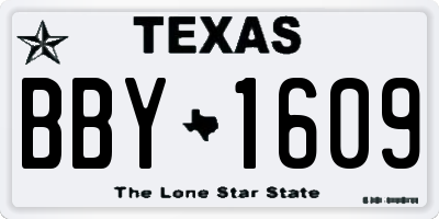 TX license plate BBY1609