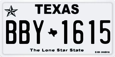 TX license plate BBY1615