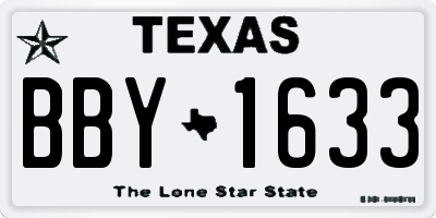 TX license plate BBY1633