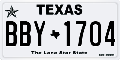TX license plate BBY1704