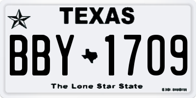 TX license plate BBY1709