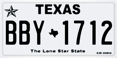 TX license plate BBY1712