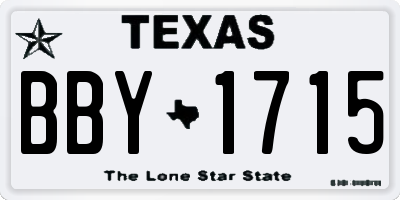 TX license plate BBY1715