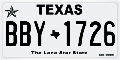 TX license plate BBY1726