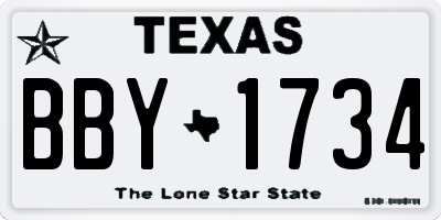 TX license plate BBY1734