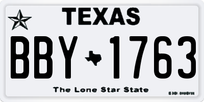 TX license plate BBY1763