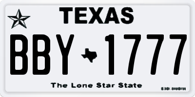 TX license plate BBY1777