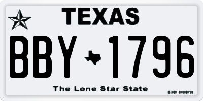 TX license plate BBY1796