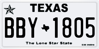 TX license plate BBY1805