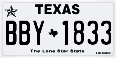 TX license plate BBY1833