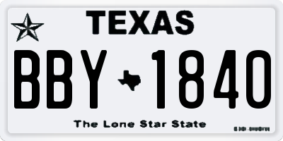TX license plate BBY1840