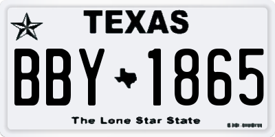 TX license plate BBY1865