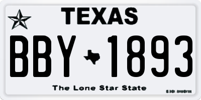 TX license plate BBY1893
