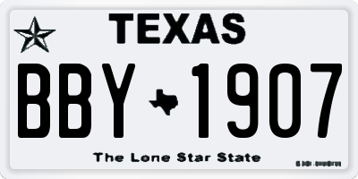 TX license plate BBY1907