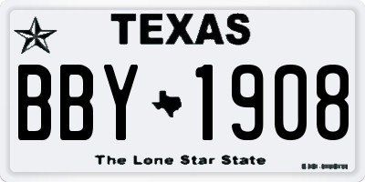 TX license plate BBY1908