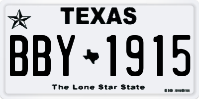 TX license plate BBY1915