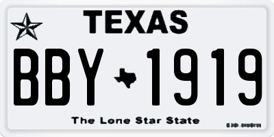 TX license plate BBY1919