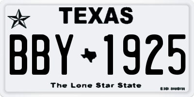 TX license plate BBY1925