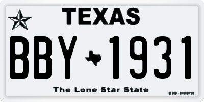 TX license plate BBY1931