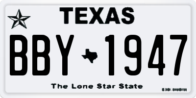 TX license plate BBY1947