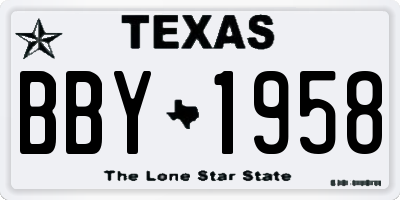 TX license plate BBY1958