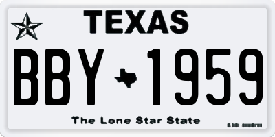 TX license plate BBY1959
