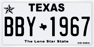 TX license plate BBY1967