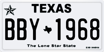 TX license plate BBY1968
