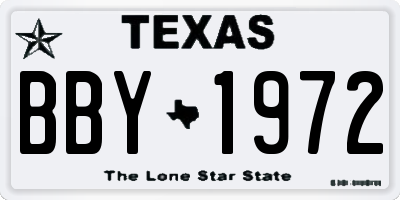 TX license plate BBY1972