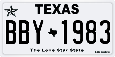 TX license plate BBY1983