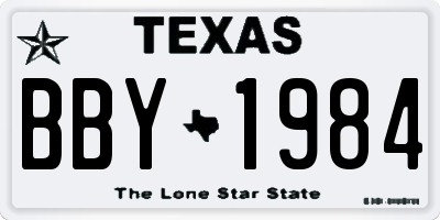 TX license plate BBY1984